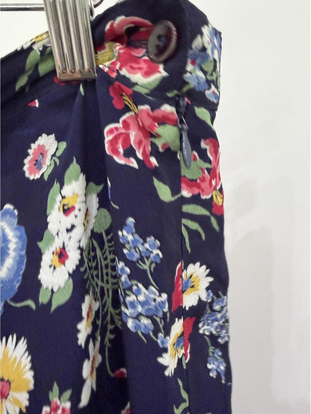 Herman Geist Navy Floral Midi Skirt Size 16 Vintage 90s - Picture 5 of 8